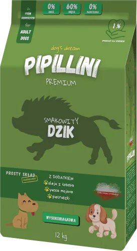 Pipillini karma dla psa z dzikiem sucha 12 kg - Karma dla psów - Karma | Pipillini
