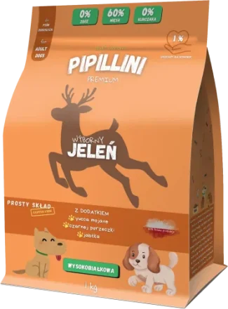 Pipillini karma dla psa z jeleniem sucha 1 kg - Karma | Pipillini