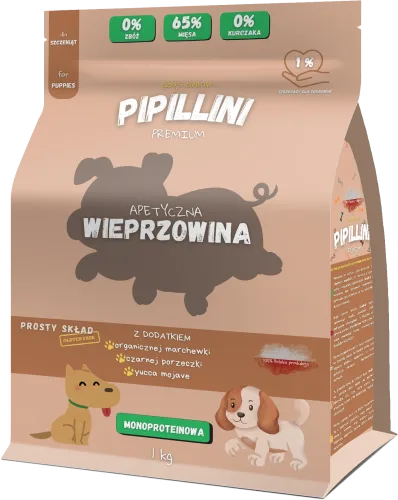 Pipillini Wieprzowina dla szczeniąt 1 kg - Karma dla szczeniąt | Pipillini
