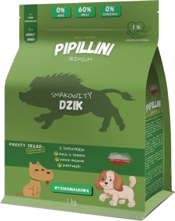 Pipillini karma dla psa z dzikiem sucha 1 kg - Karma | Pipillini