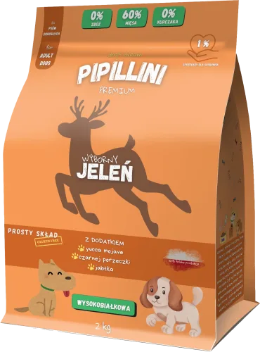 Pipillini karma dla psa z jeleniem sucha 2 kg - Karma | Pipillini