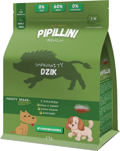 Pipillini karma dla psa z dzikiem sucha 2 kg - Karma | Pipillini