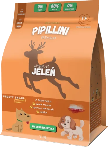 Pipillini karma dla psa z jeleniem sucha 5 kg - Karma dla psów - Karma | Pipillini